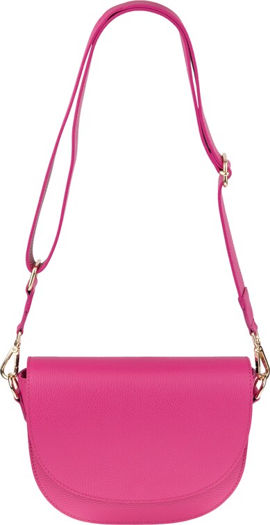 Ružová kožená talianska crossbody kabelka Ramona Fuxia s prídavným pruhom II NovaKabelka.sk