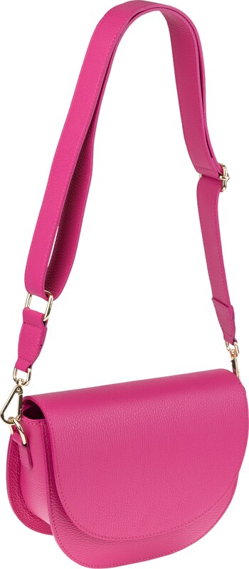 Ružová kožená talianska crossbody kabelka Ramona Fuxia s prídavným pruhom II NovaKabelka.sk