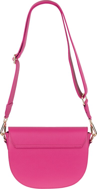 Ružová kožená talianska crossbody kabelka Ramona Fuxia s prídavným pruhom II NovaKabelka.sk