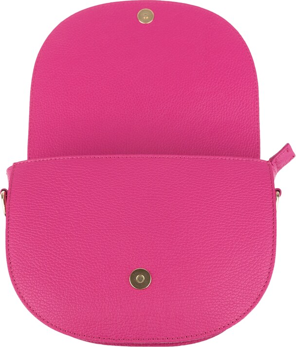 Ružová kožená talianska crossbody kabelka Ramona Fuxia s prídavným pruhom II NovaKabelka.sk