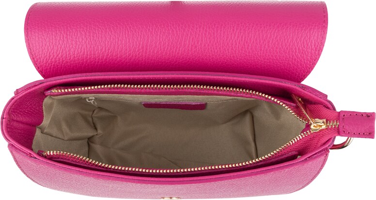 Ružová kožená talianska crossbody kabelka Ramona Fuxia s prídavným pruhom II NovaKabelka.sk