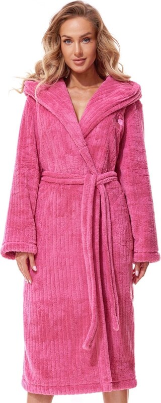 L&L Dámsky župan L and L Mag Long s kapucňou 2313 višňový