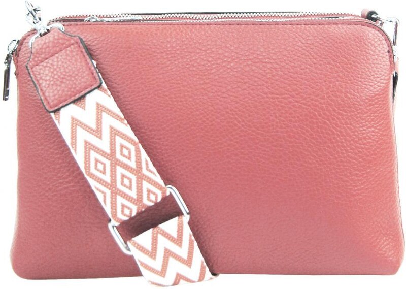 Jessica Bags Ružová crossbody dámska kabelka s tromi sekciami Jessica