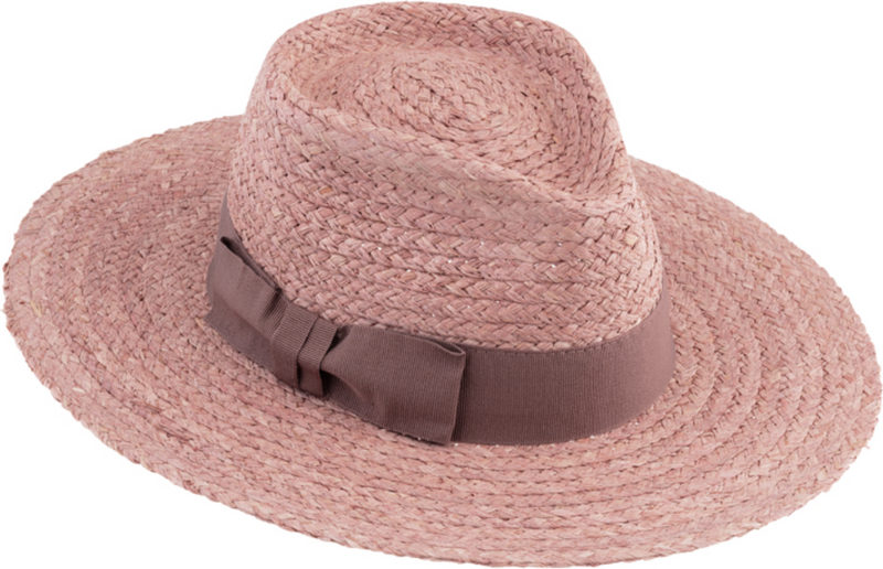 Fiebig - Headwear since 1903 Dámsky letný ružový klobúk Fedora - 100 % slamený klobúk Fiebig