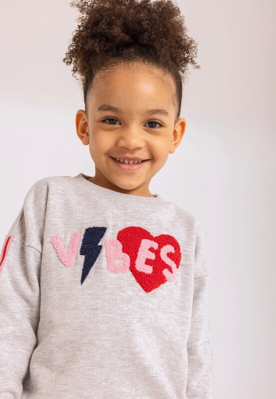 MINOTI Mikina sivá melírovaná / ružová / červená / čierna