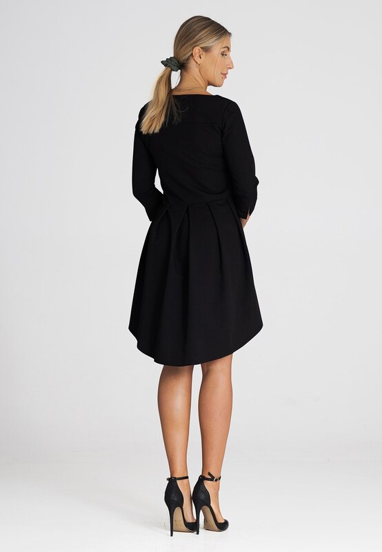 FIGL Čierne elegantné asymetrické šaty M988 black