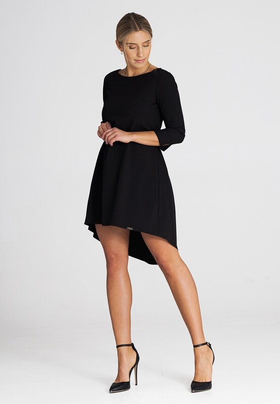 FIGL Čierne elegantné asymetrické šaty M988 black