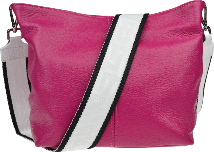 Ružová kožená talianska crossbody kabelka Prisca Fuxia Scura s prídavným pruhom IV NovaKabelka.sk