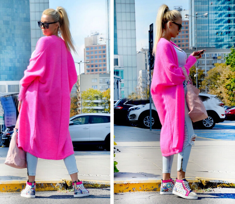 Fashionweek Dlhý vlnený cardigan, pletený kabát LEA