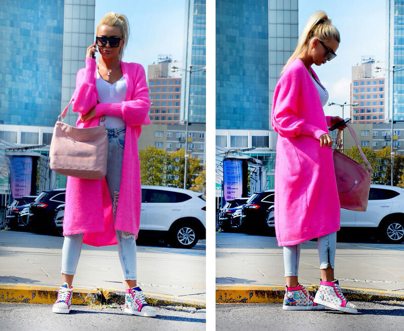 Fashionweek Dlhý vlnený cardigan, pletený kabát LEA