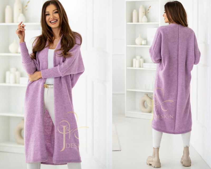 Fashionweek Dlhý vlnený cardigan, pletený kabát LEA