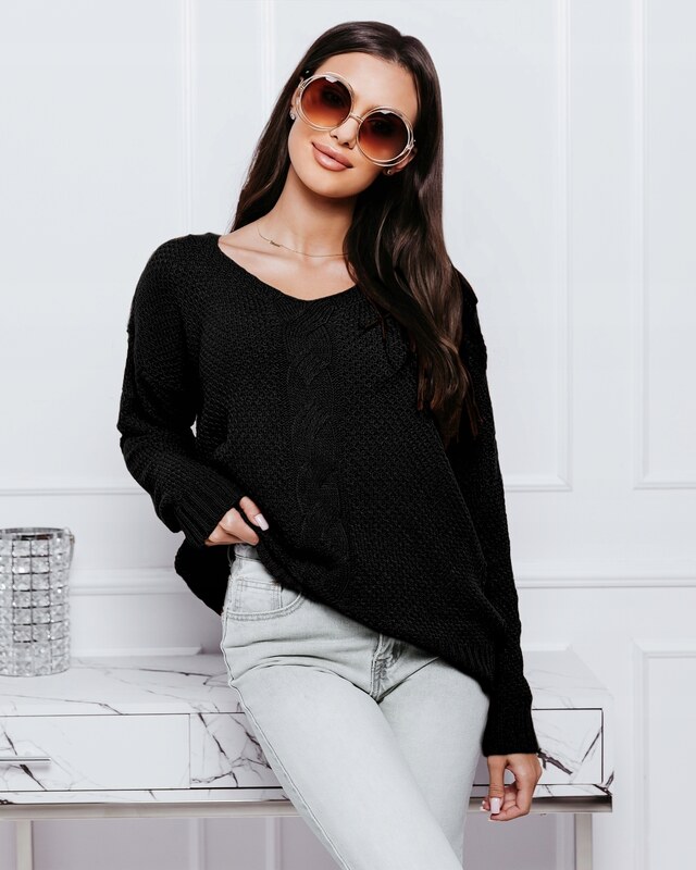 Fashionweek Luxusný sveter dámsky s výstrihom do V NB6482