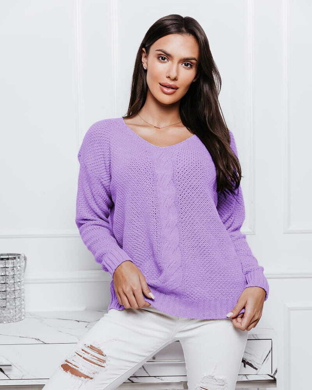 Fashionweek Luxusný sveter dámsky s výstrihom do V NB6482