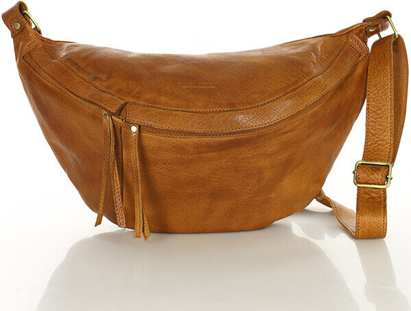 Marco Mazzini handmade MARCO MAZZINI Veľká kožená kabelka cez rameno s polmesiacom | camel VS6d