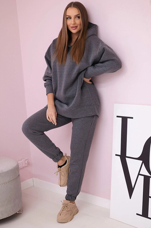 Kesi Dámska tepláková súprava s kapucňou Paris grafitová, Farba grafitová