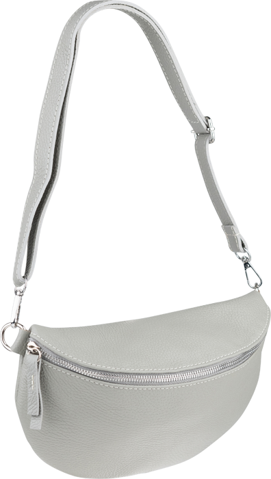 Sivá kožená talianska crossbody kabelka Reni Grande Grigia Nuvole s prídavným pruhom III NovaKabelka.sk