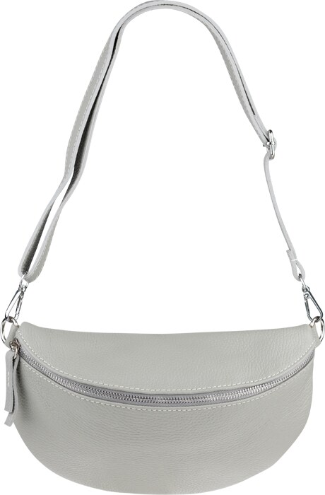 Sivá kožená talianska crossbody kabelka Reni Grande Grigia Nuvole s prídavným pruhom III NovaKabelka.sk