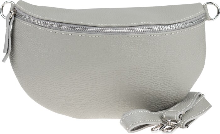 Sivá kožená talianska crossbody kabelka Reni Grande Grigia Nuvole s prídavným pruhom III NovaKabelka.sk