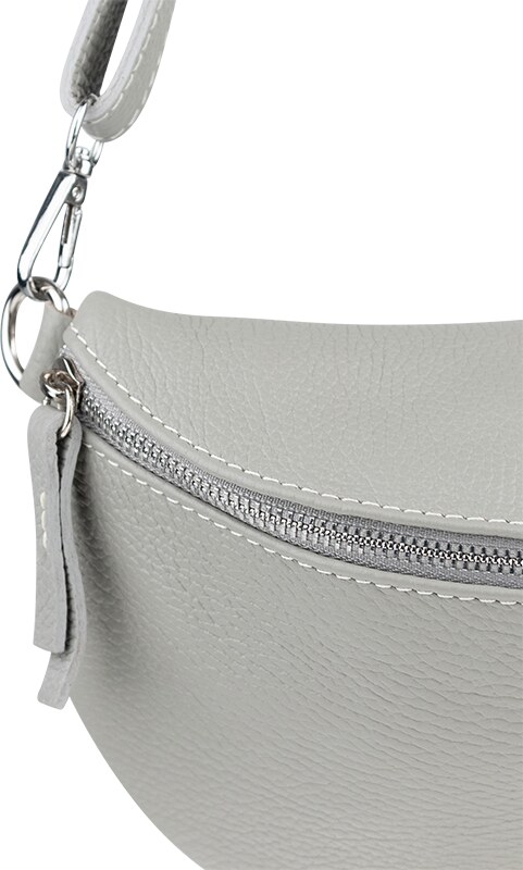 Sivá kožená talianska crossbody kabelka Reni Grande Grigia Nuvole s prídavným pruhom III NovaKabelka.sk