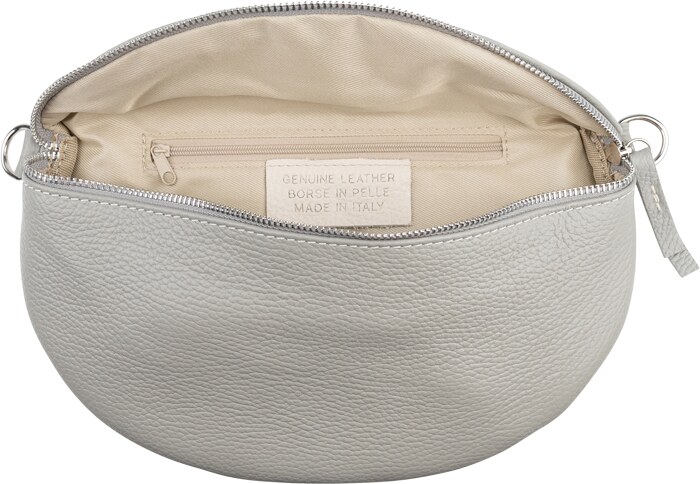 Sivá kožená talianska crossbody kabelka Reni Grande Grigia Nuvole s prídavným pruhom III NovaKabelka.sk