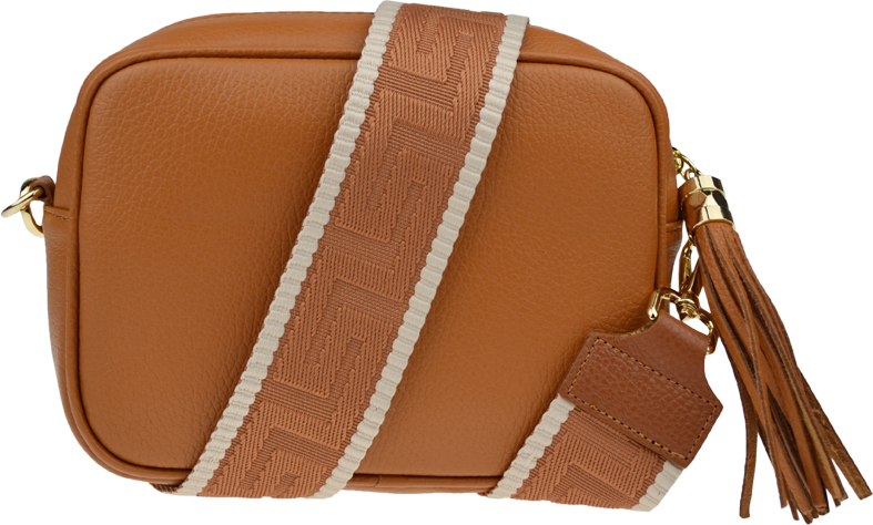 Camel kožená talianska crossbody kabelka Bala Camel s prídavným pruhom IV NovaKabelka.sk