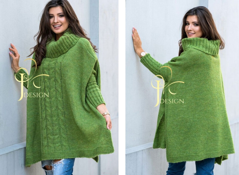 Fashionweek Pletené dámske pončo sveter s rolákom JK-LUNA