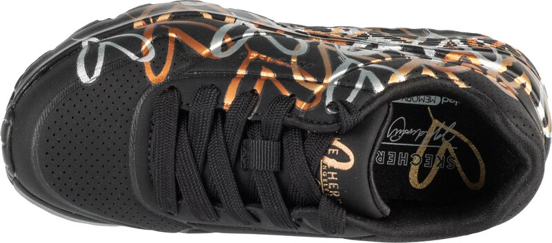 Čierne dievčenské tenisky Skechers JGoldCrown: Uno Lite - Metallic 314067L-BKGD