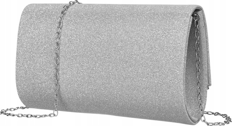 Rovicky strieborná listová kabelka s trblietavou textúrou a odnímateľnou retiazkou R-XS013