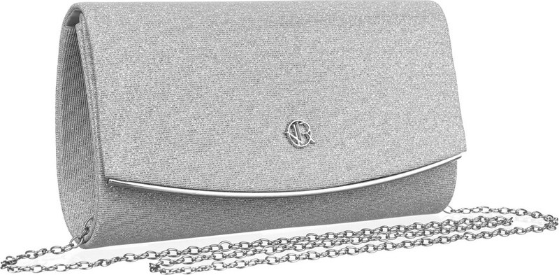 Rovicky strieborná listová kabelka s trblietavou textúrou a odnímateľnou retiazkou R-XS013