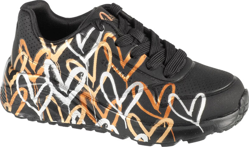 Čierne dievčenské tenisky Skechers JGoldCrown: Uno Lite - Metallic 314067L-BKGD