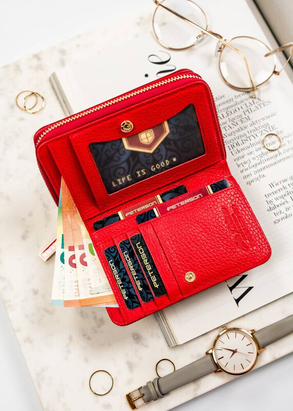 Červená dámska kožená peňaženka Peterson Y702 PTN PL-418