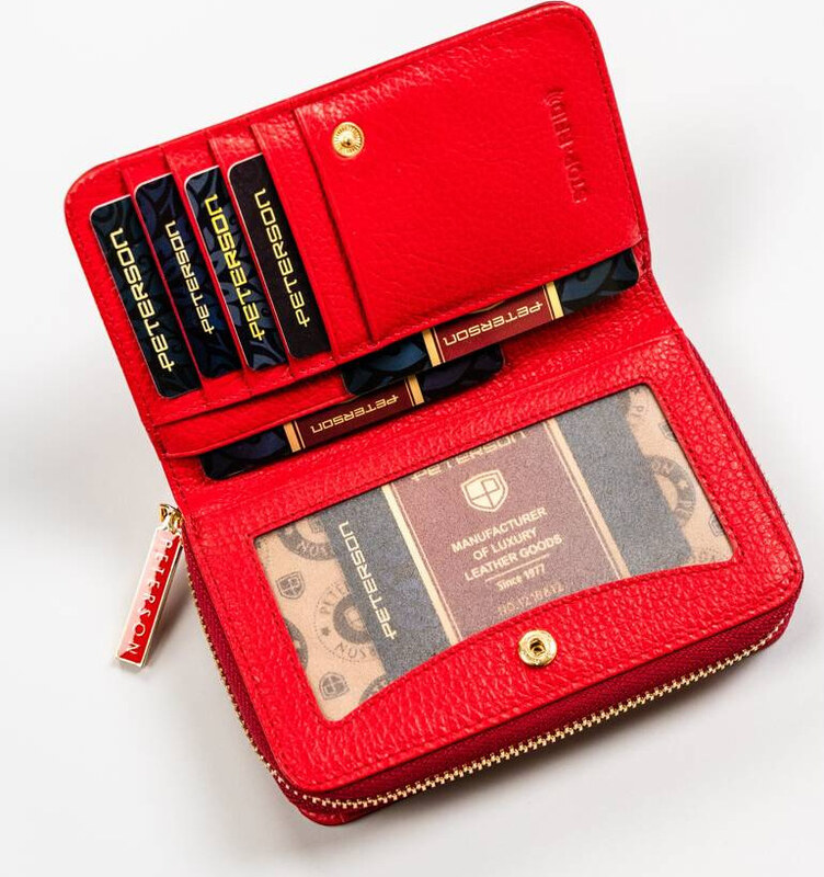 Červená dámska kožená peňaženka Peterson Y702 PTN PL-418