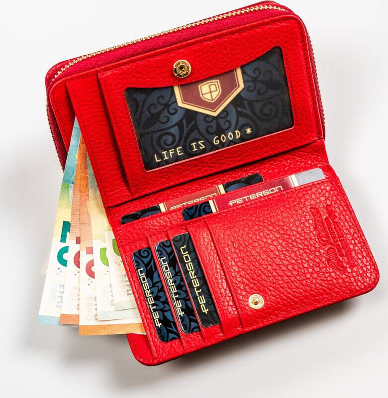 Červená dámska kožená peňaženka Peterson Y702 PTN PL-418