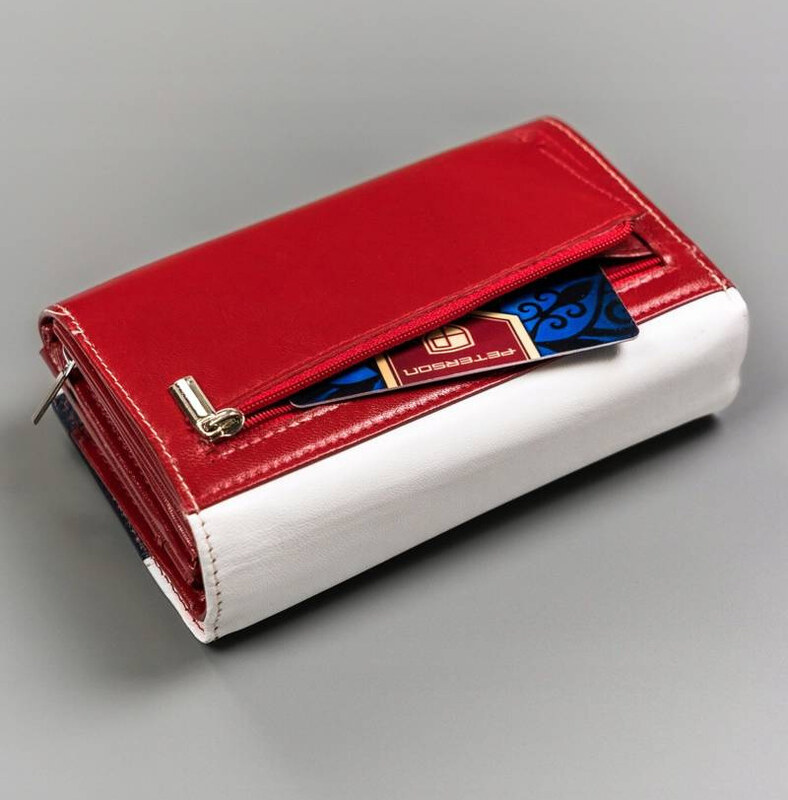 Peterson Bielo-červeno-tmavomodrá trojfarebná peňaženka Y152 [DH] PTN RD-22-GCL-Y