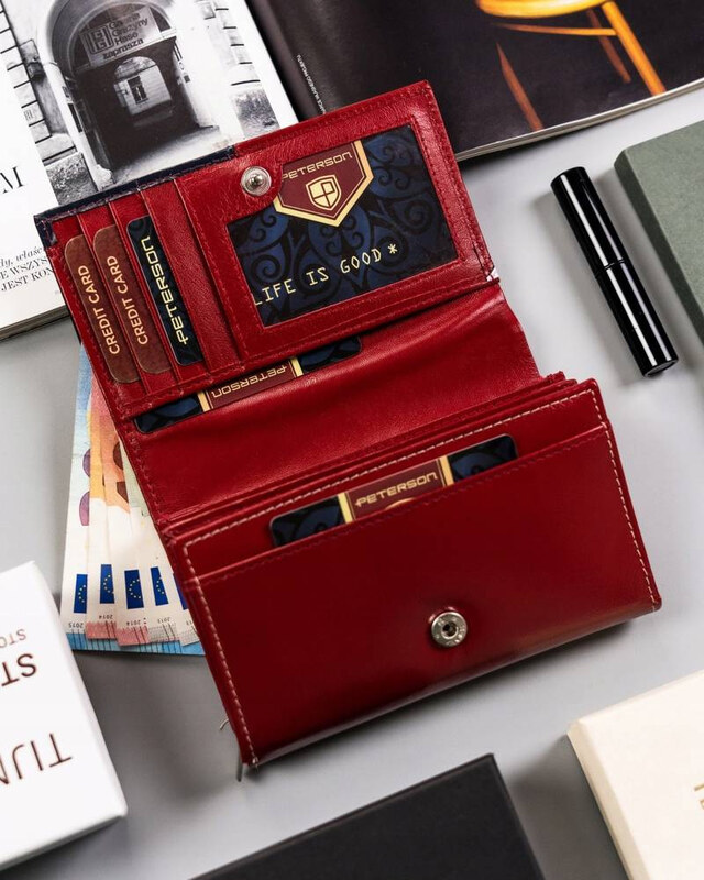 Peterson Bielo-červeno-tmavomodrá trojfarebná peňaženka Y152 [DH] PTN RD-22-GCL-Y