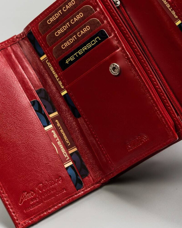 Peterson Bielo-červeno-tmavomodrá trojfarebná peňaženka Y152 [DH] PTN RD-22-GCL-Y