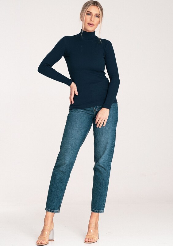 FIGL Dámsky tmavomodrý bavlnený rolák M1058 Navy