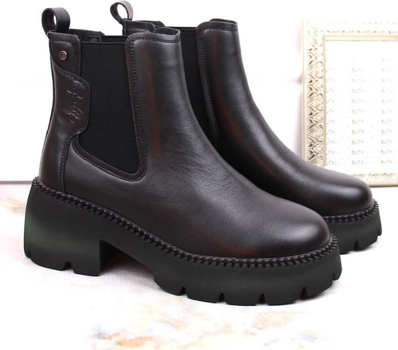 Dámske zateplené kožené členkové topánky PAW484 Black - Filippo