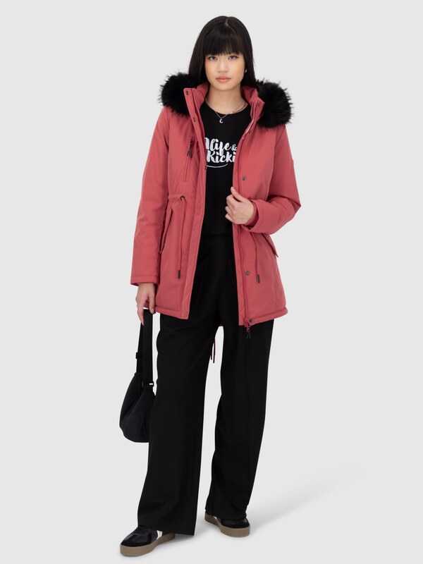 alife & kickin Zimná parka 'KierseyAK A' pastelovo červená / čierna