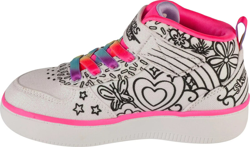 Biele dievčenské členkové tenisky Skechers Sport Court 92 - Color Me Kicks 302213L-WMLT