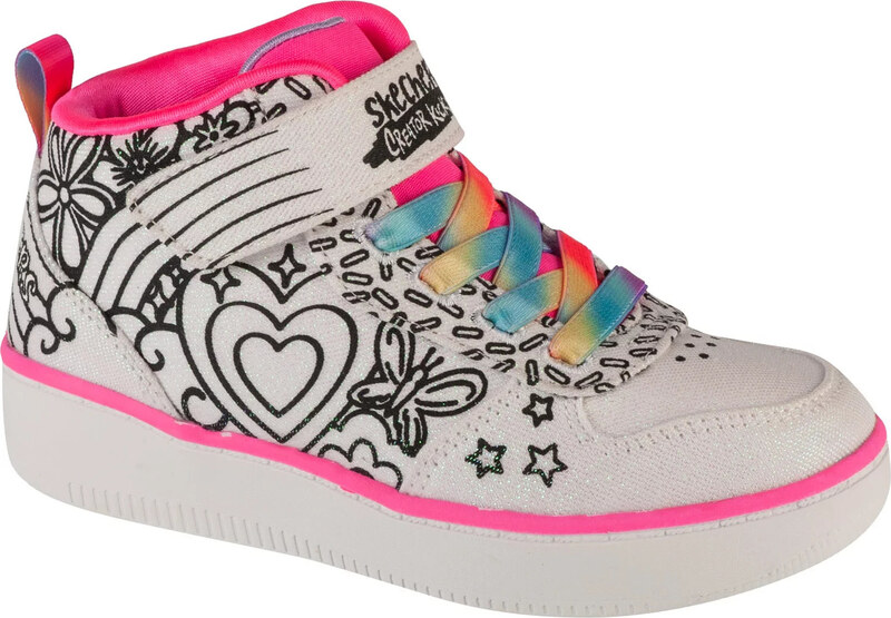 Biele dievčenské členkové tenisky Skechers Sport Court 92 - Color Me Kicks 302213L-WMLT