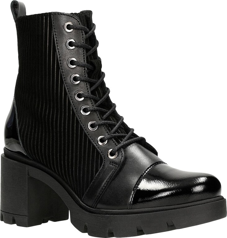 Wojas Čierne Dámske Tretiky Na Podpätku Z Zateplením Z Pleteniny S Kožušinkou