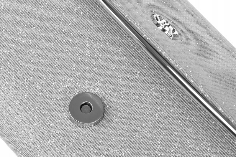 Rovicky strieborná listová kabelka s trblietavou textúrou a odnímateľnou retiazkou R-XS013