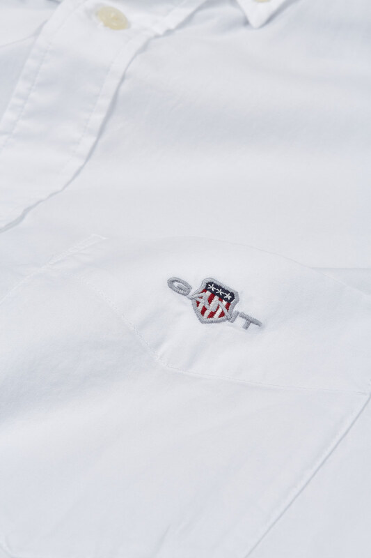 GANT Reg Poplin SS Shirt – Camicia Uomo In Popeline, Manica Corta, Colore White