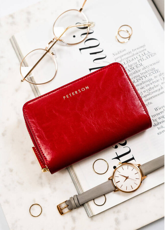 Červená dámska kožená peňaženka Peterson Y702 PTN PL-418