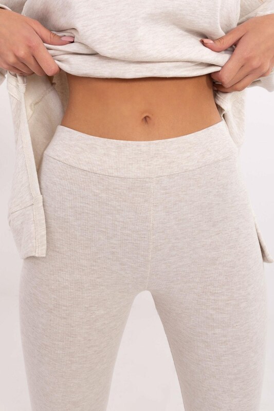 MladaModa Tepláková súprava s mikinou s rozparkami model 85805 svetlá béžová