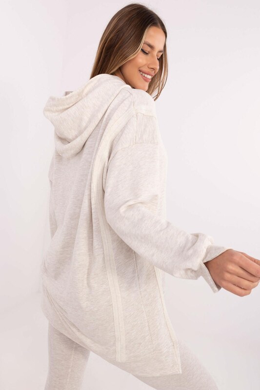 MladaModa Tepláková súprava s mikinou s rozparkami model 85805 svetlá béžová