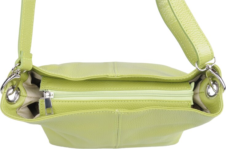 Zelená kožená talianska crossbody kabelka Batilda Verde Segnale s prídavným pruhom VII NovaKabelka.sk