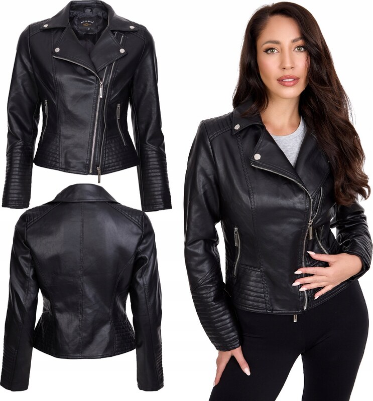 Fashionweek Štýlová eko kožená bundička, krivák RAMONESKA náramenníkmi MOTO BIKER TC077B