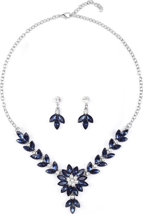 B-TOP Postriebrená 2-dielna súprava s kryštálovými kvetmi